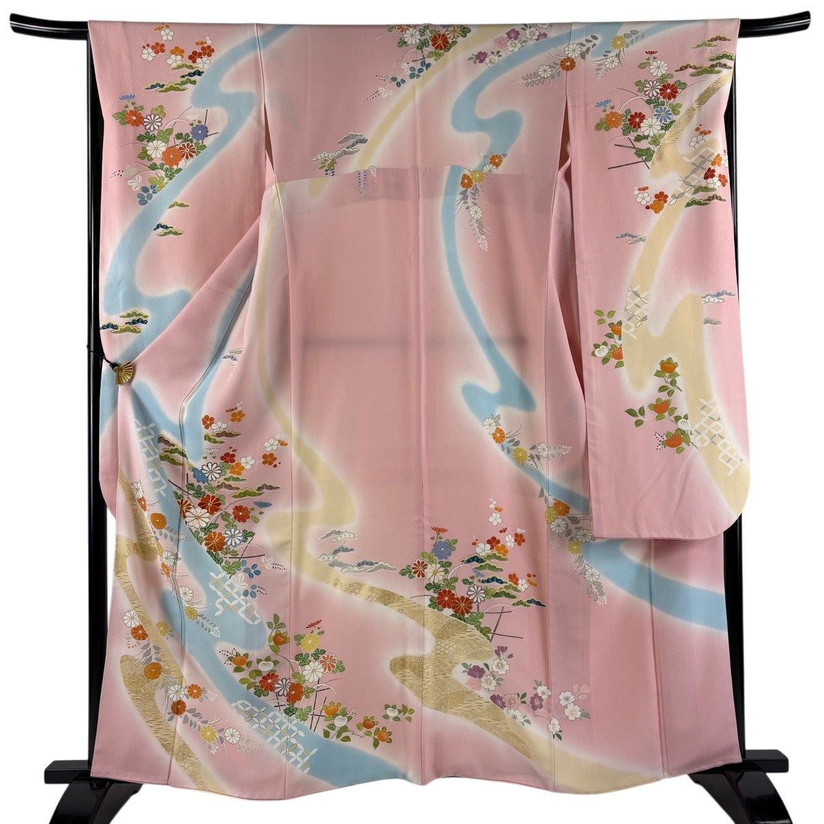 振袖 身丈162cm 裄丈67cm M 袷 千總 落款あり 菊 七宝 金糸 金彩