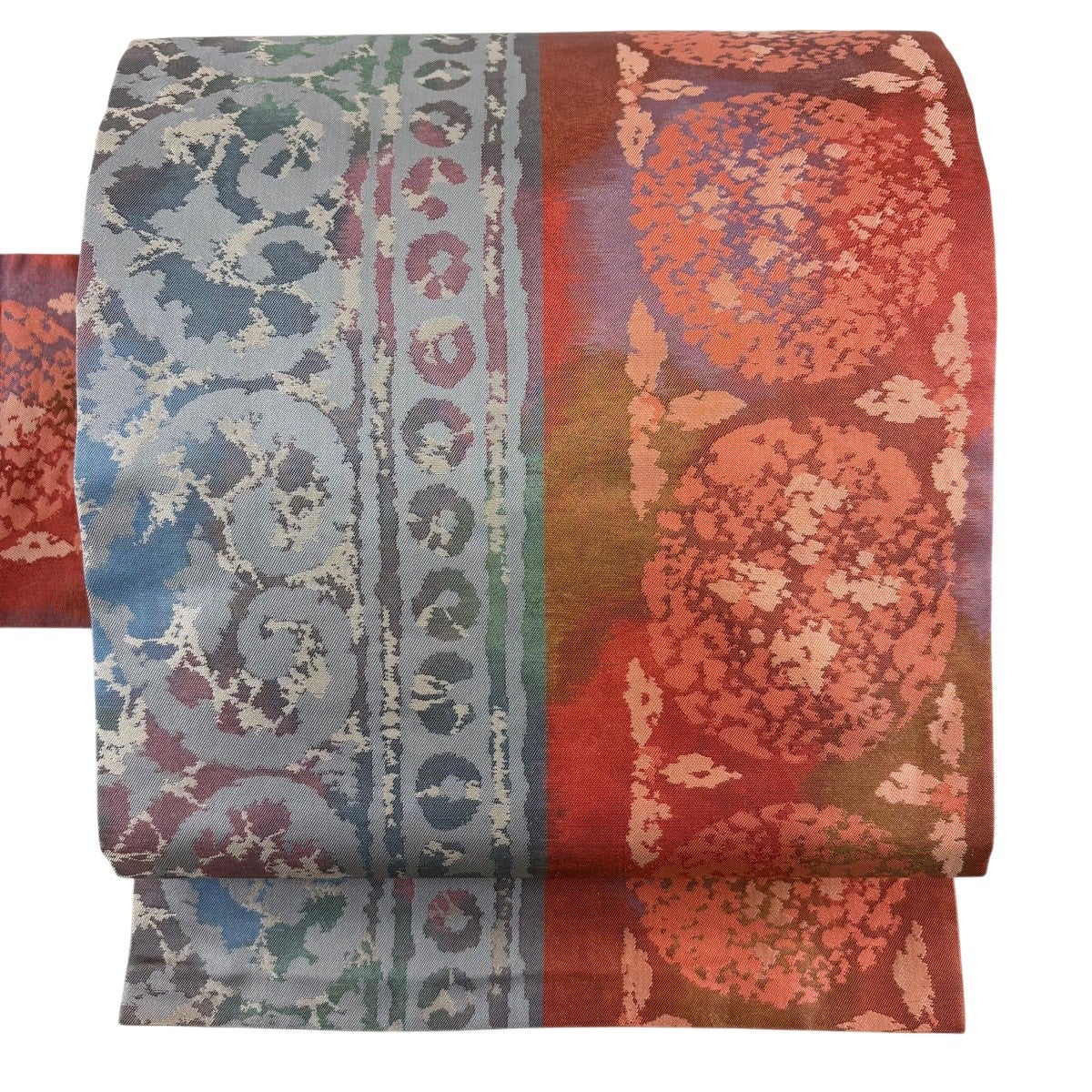 【美品】 名古屋帯 名品 正絹 【中古】 美品】 名古屋帯 優品 草花 鳥 箔 茶紫 正絹｜中古・古着・リサイクル