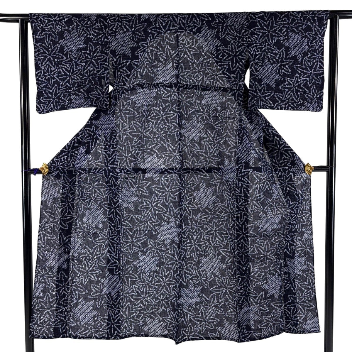 さ*と様 絞り 浴衣 アンティーク 身丈約150cm 美品】 浴衣 身丈147cm 裄丈63.5cm S 絞り浴衣 蝶 幾何学 黄色 綿 名品