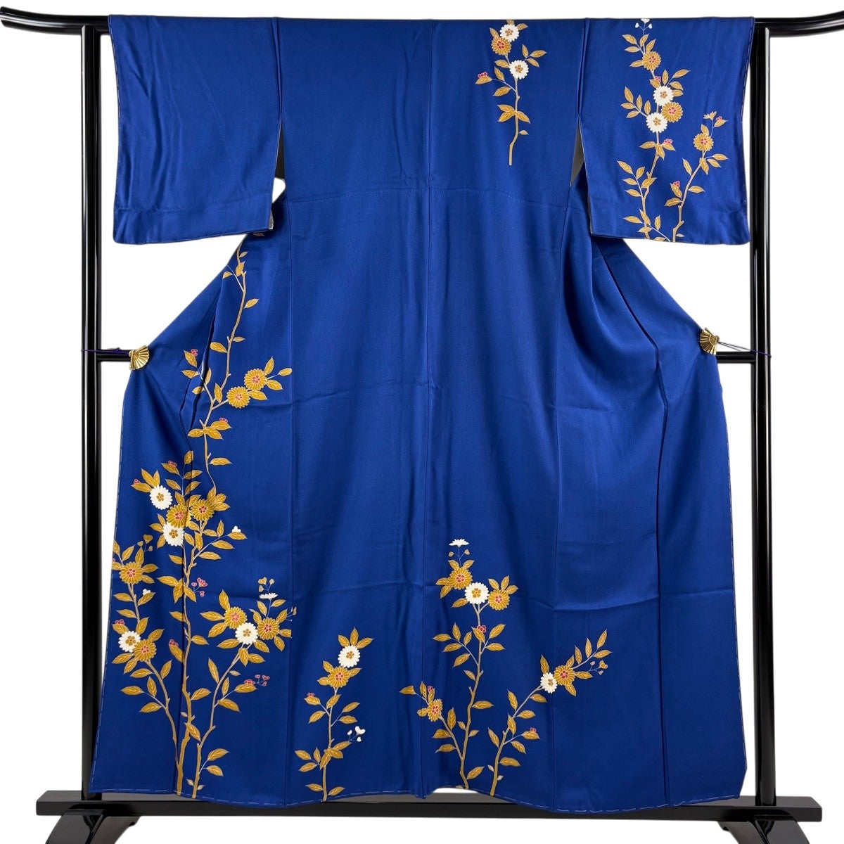 訪問着 身丈156.5cm 裄丈63cm S 袷 大羊居 落款あり 蘭 草花 刺繍 金