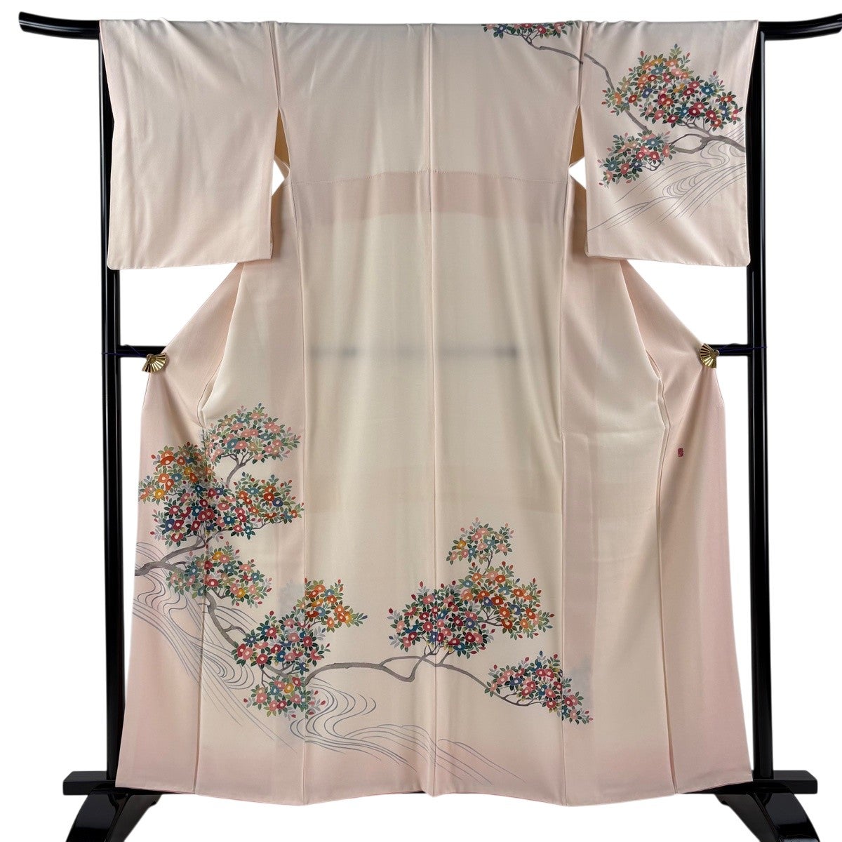 美品】 訪問着 身丈162cm 裄丈66.5cm M 袷 童 薔薇 薄オレンジ 正絹 秀