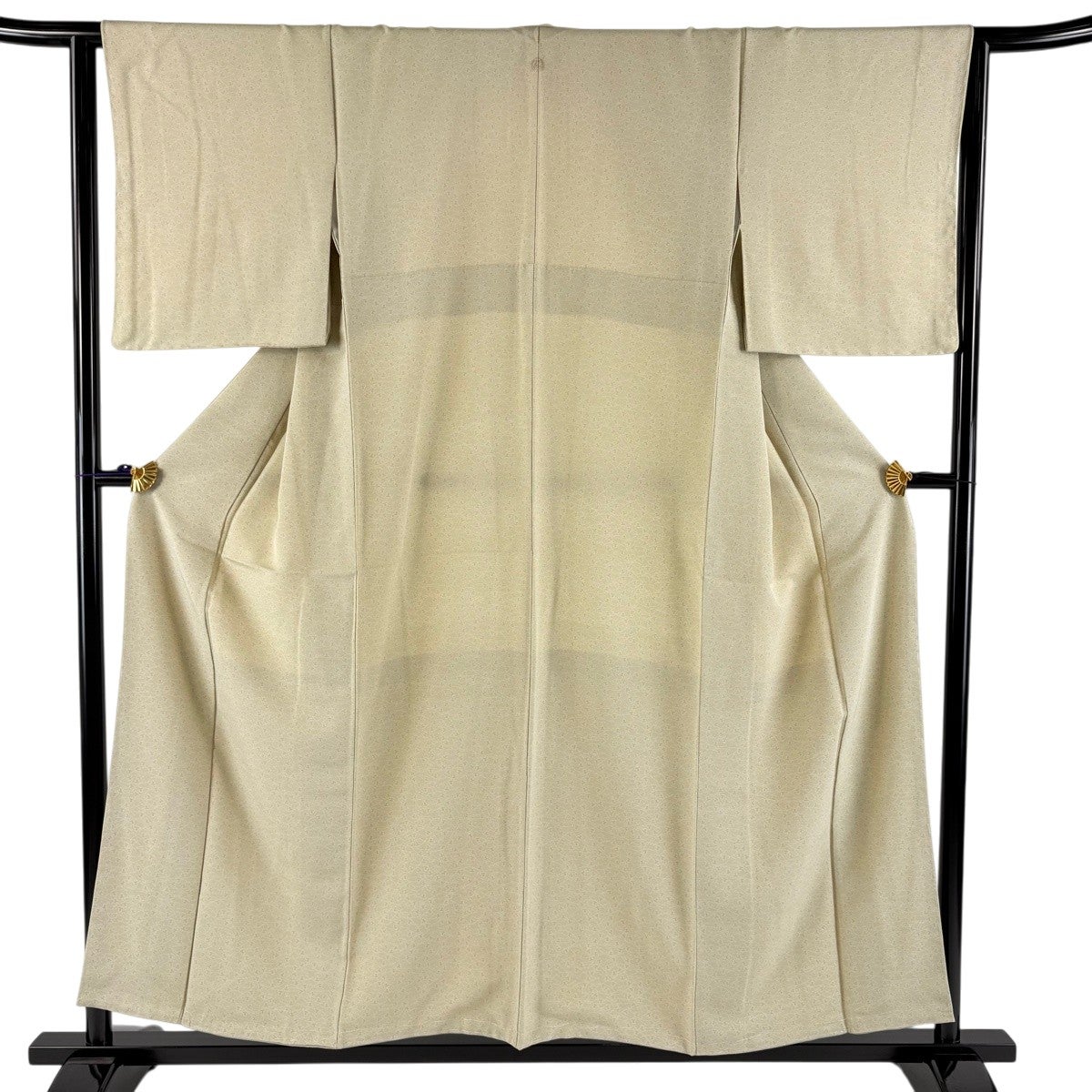 美品】 小紋 身丈158cm 裄丈62.5cm S 袷 幾何学模様 抹茶色 正絹 秀品