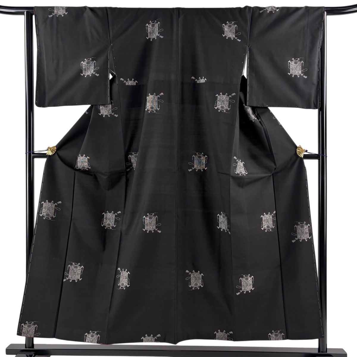 紬 身丈158cm 裄丈65cm M 袷 証紙あり 器物 黒 正絹 秀品｜中古・古着