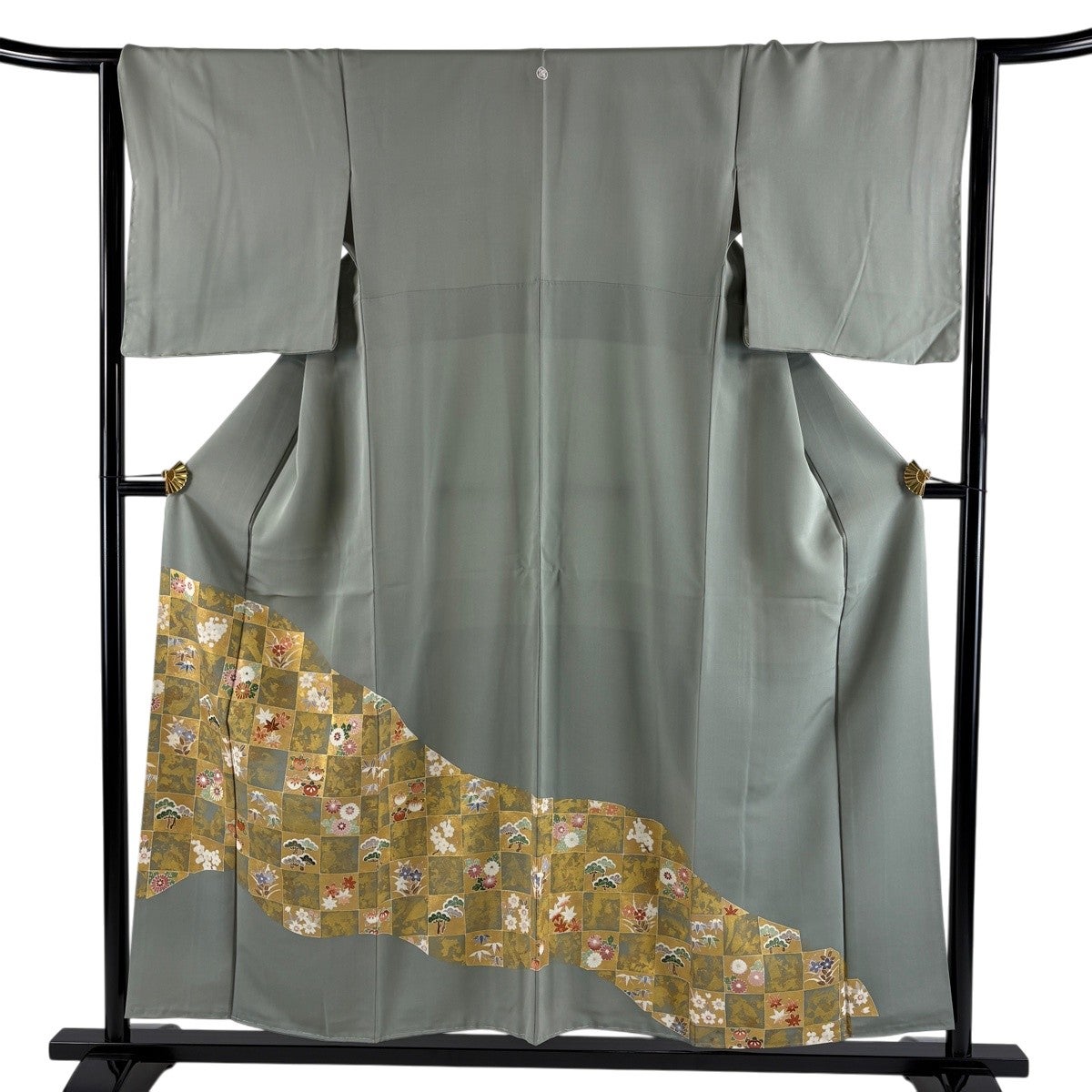 色留袖 カーキ系 華文・草花文・波文 身丈163.5cm フォーマル 袷 正絹 色