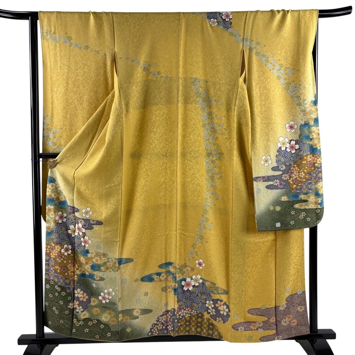 振袖 身丈168.5cm 裄丈67.5cm L 七宝 金糸金通し 朱色正絹名品 美品】 振袖 身丈157cm 裄丈66cm M 袷 桜 霞 金通し 金糸 からし色