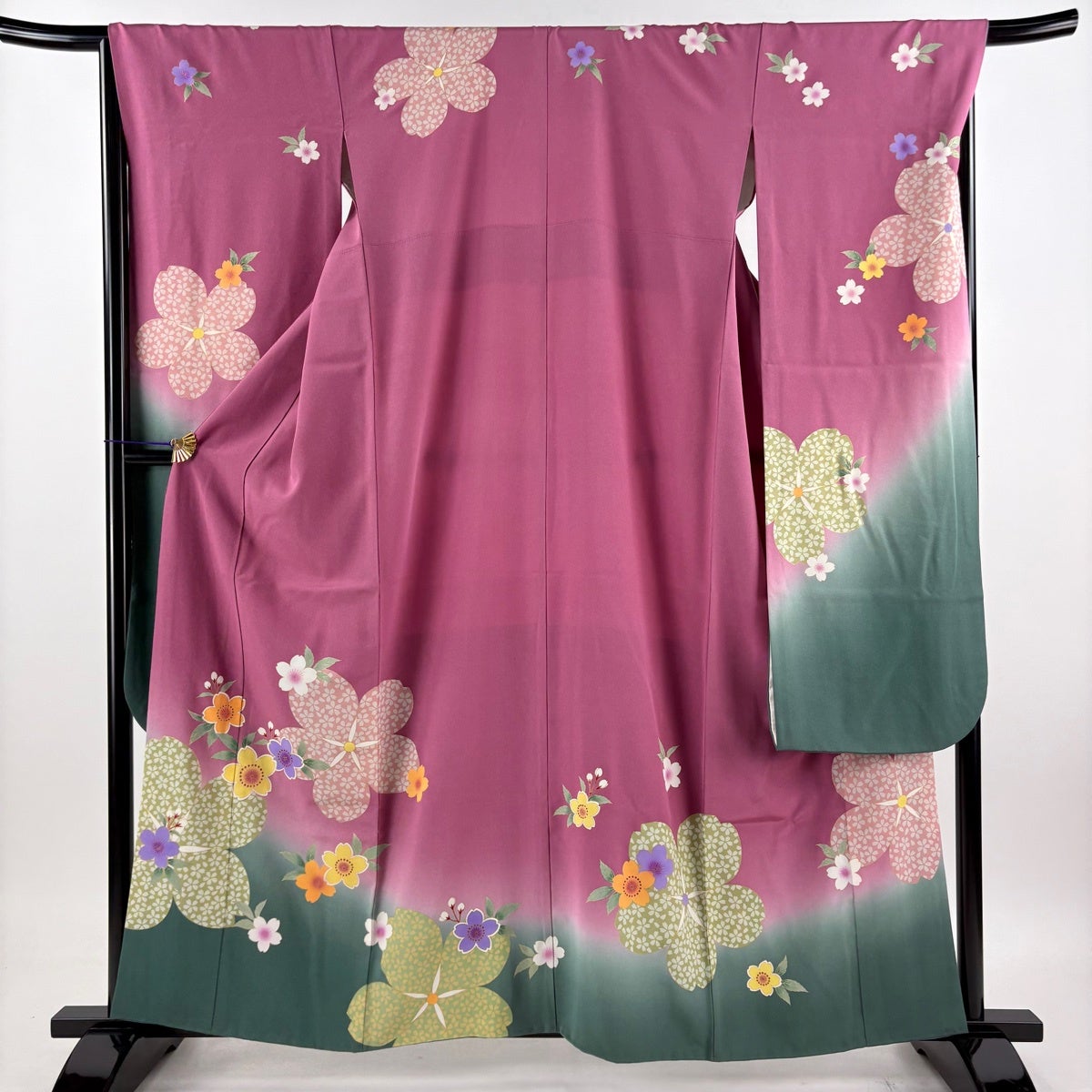 振袖 身丈160cm 裄丈68cm L 袷 袋帯フルセット 桜 金彩 ぼかし ピンク