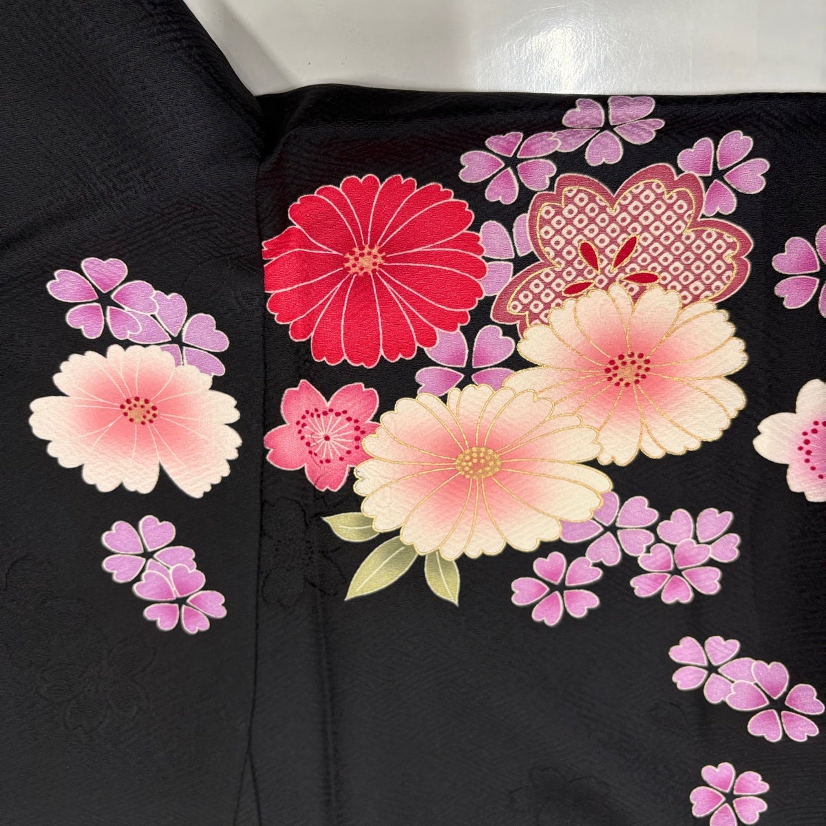 美品】 振袖 身丈168cm 裄丈68cm L 袷 袋帯フルセット 雪輪 草花 金糸