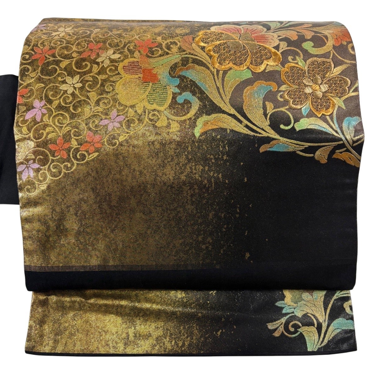 専用帯6618 ●高級 正絹 名古屋仕立て 名古屋帯 花文 華文 名古屋帯 優品 華文 紺色 正絹｜中古・古着・リサイクル着物通販