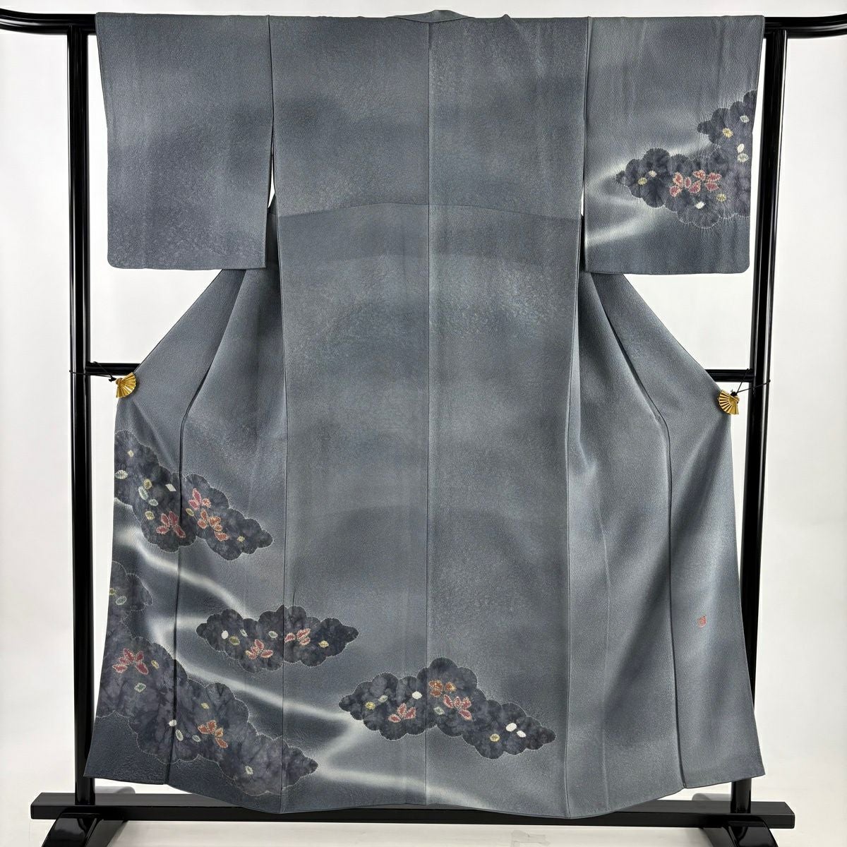 訪問着 身丈152cm 裄丈63cm S 袷 小倉淳史 落款あり 草花 絞り ぼかし