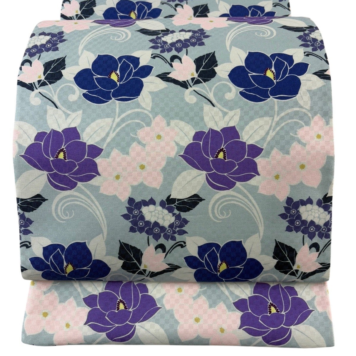 美品】 袋名古屋帯 秀品 草花 紫陽花 水色 正絹｜中古・古着