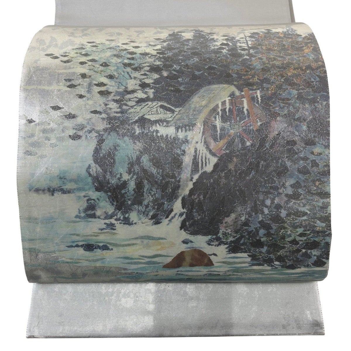袋帯 秀品 風景 建物 螺鈿箔 金彩 金色 お太鼓柄 正絹｜中古・古着