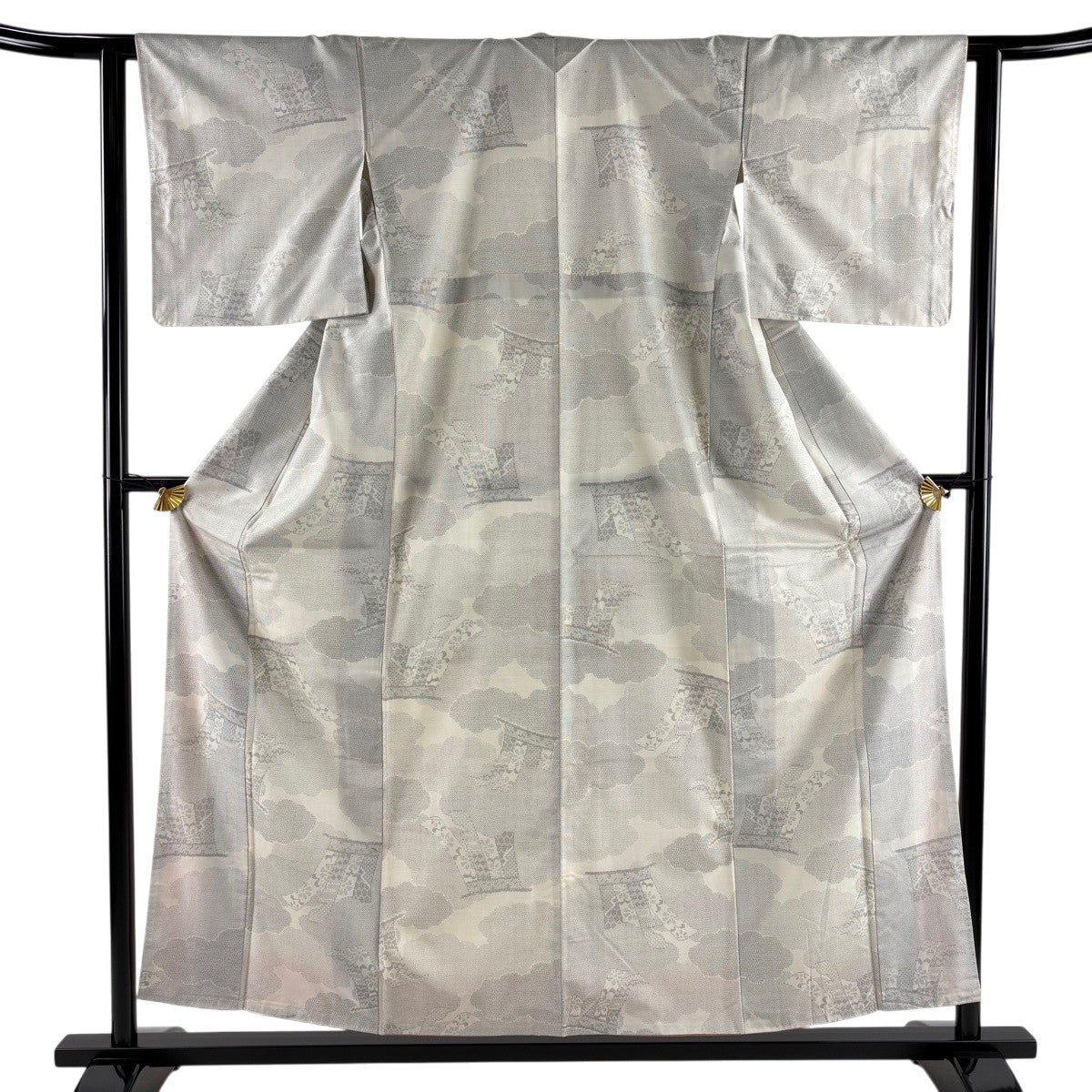 紬 身丈160.5cm 裄丈63cm S 袷 笠松 花 濃紺 正絹 名品｜中古・古着