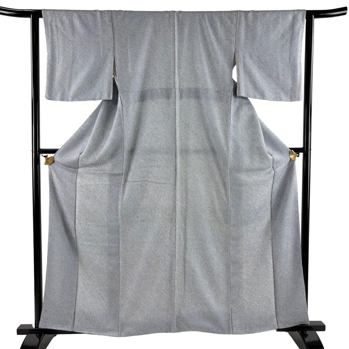 美品】 小紋 身丈159cm 裄丈64.5cm M 袷 波頭 総絞り 黒 正絹 秀品