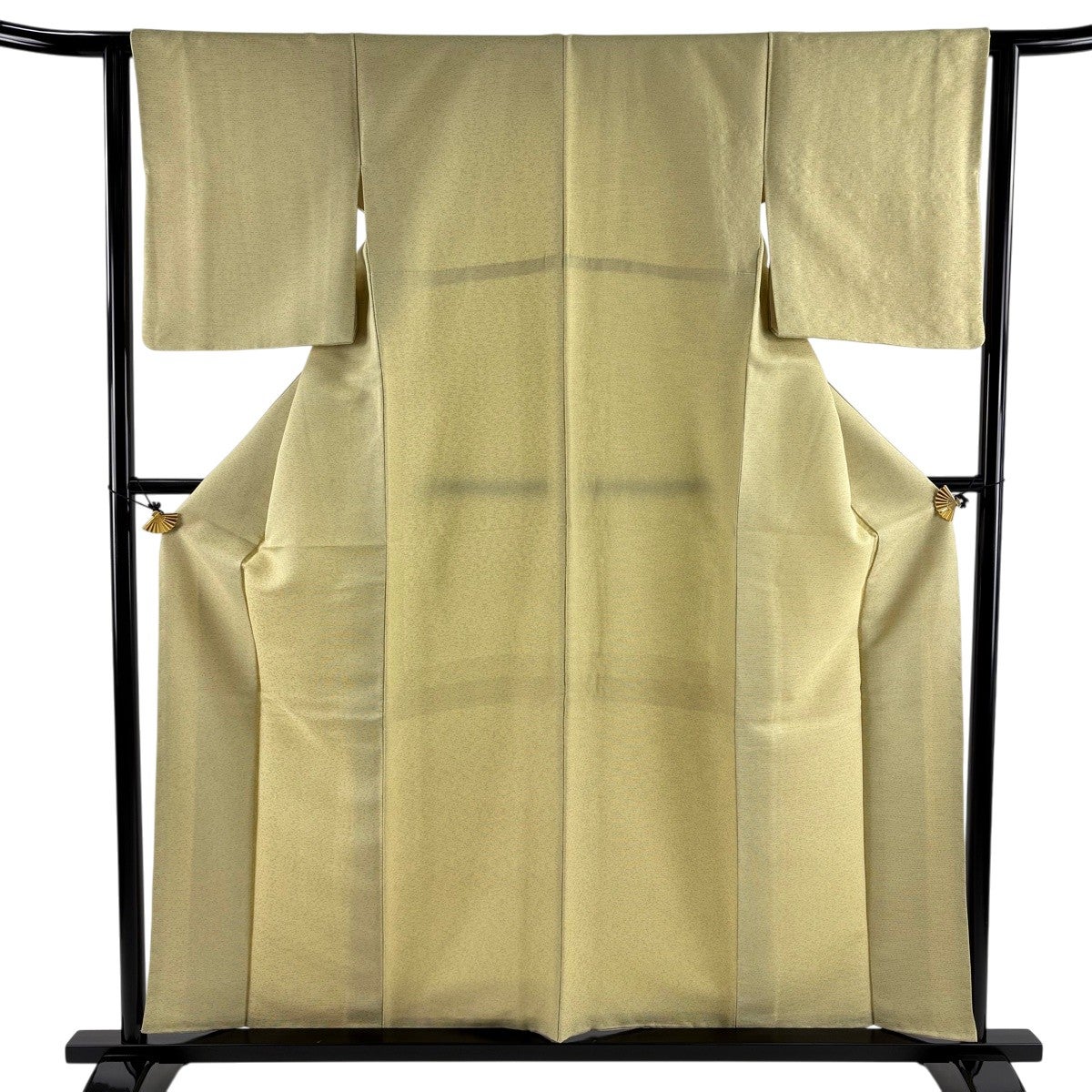 美品】 小紋 身丈158cm 裄丈62.5cm S 袷 幾何学模様 抹茶色 正絹 秀品