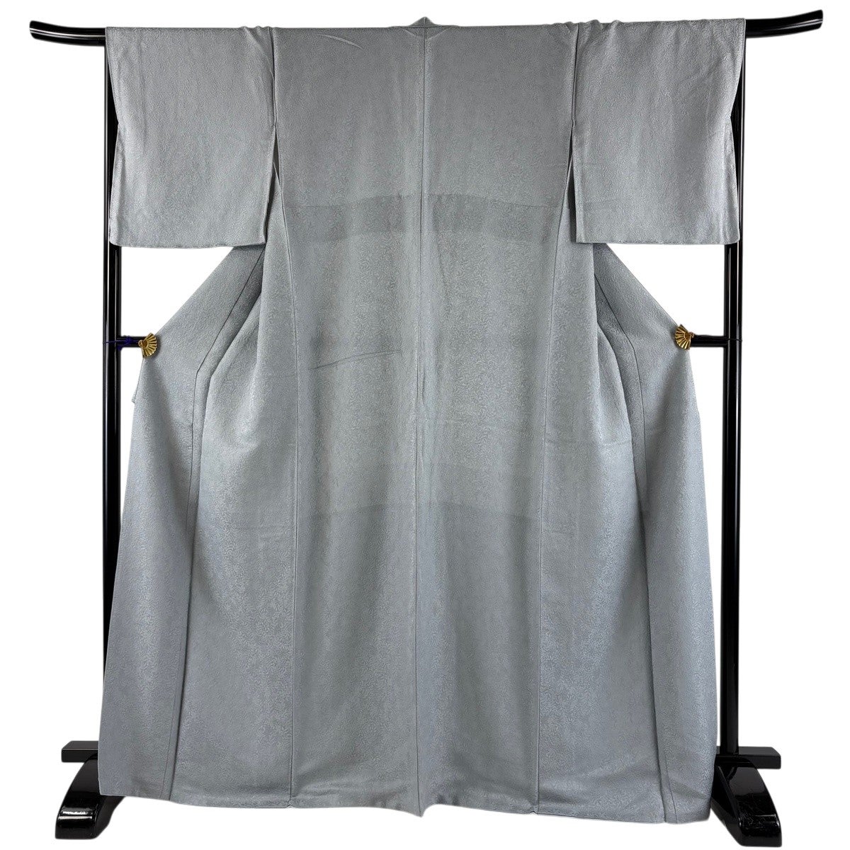 美品】 色無地 身丈160cm 裄丈68cm L 袷 地紋 青緑 正絹 秀品｜中古