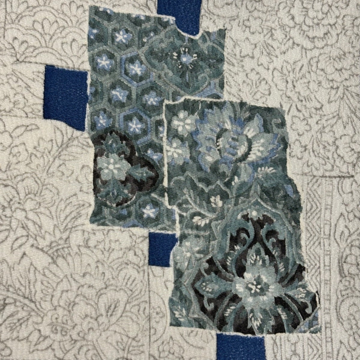 小紋 身丈159cm 裄丈65.5cm 綿 秀品 【中古】 小紋 身丈159.5cm 裄丈67.5cm L 袷 幾何学 絞り 紫 正絹 秀品｜中古