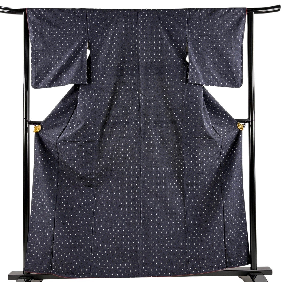 紬 身丈161cm 裄丈63.5cm 正絹 秀品 【中古】 美品】 紬 身丈161.5cm 裄丈63cm S 袷 青灰色 正絹 秀品 一つ紋｜中古
