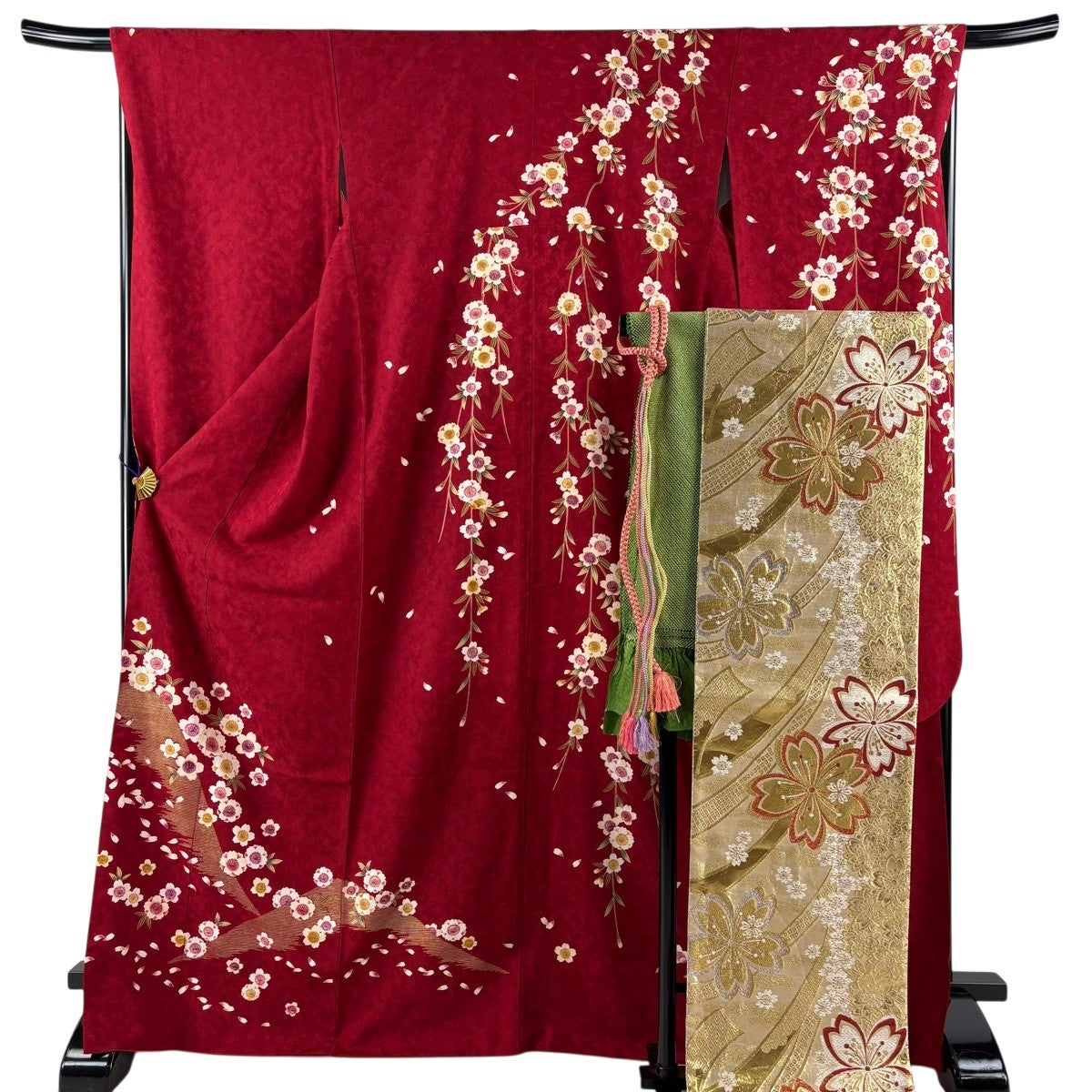美品】 振袖 身丈169.5cm 裄丈67.5cm L 袷 袋帯フルセット 桜 花びら
