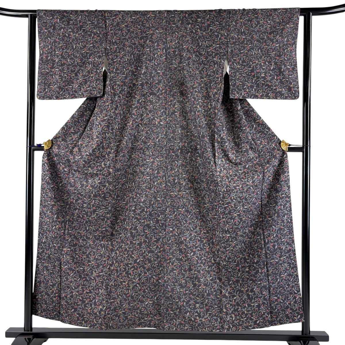 美品】 紬 身丈154cm 裄丈62.5cm S 袷 紫 正絹 秀品 一つ紋｜中古