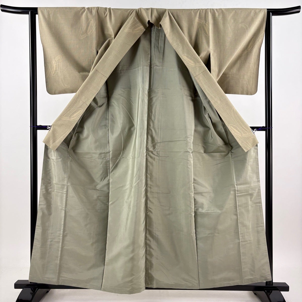 美品】 紬 身丈159cm 裄丈62.5cm S 袷 綿薩摩 160亀甲 幾何学 黄土色