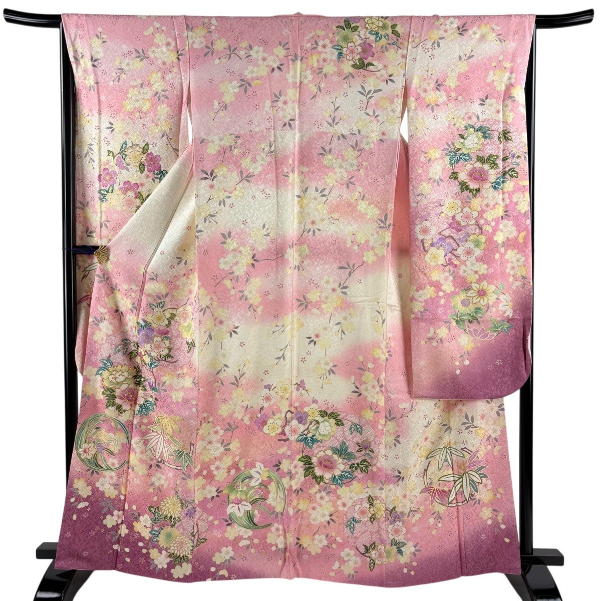 振袖 身丈167cm 裄丈67.5cm L 袷 袋帯フルセット 花丸文 松竹梅 金彩