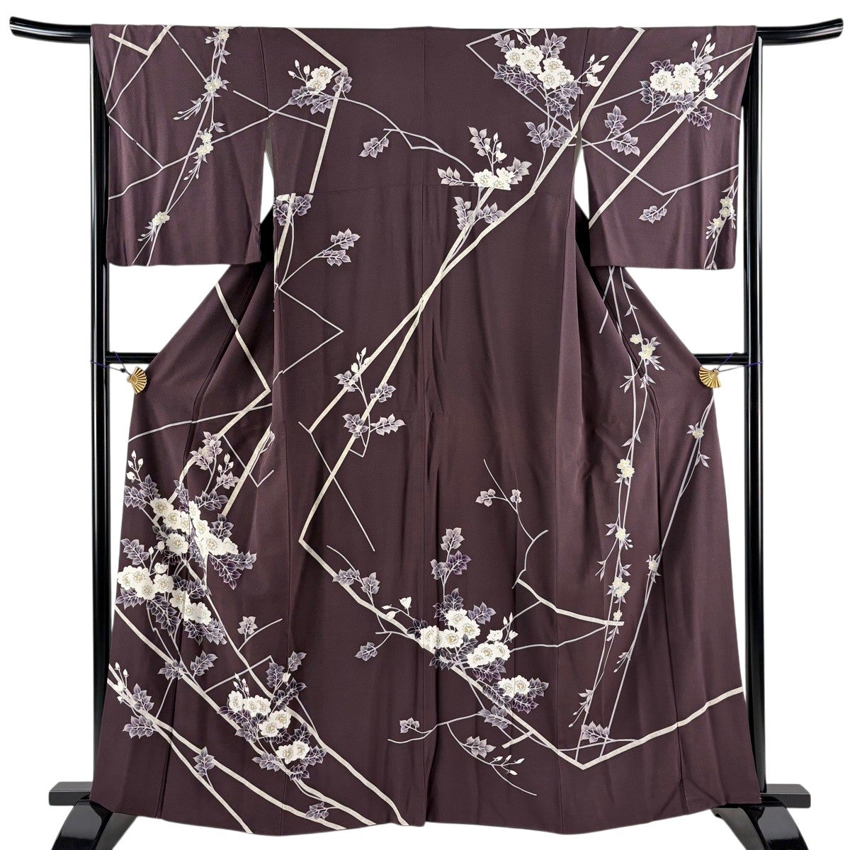 紬 訪問着 着物 袷 薄茶ベージュ 切りばめ 裄66.5 Ｌ 中古 sn1187 紬 訪問着 着物 袷 薄茶ベージュ 切りばめ 裄66.5 L 中古 sn1187