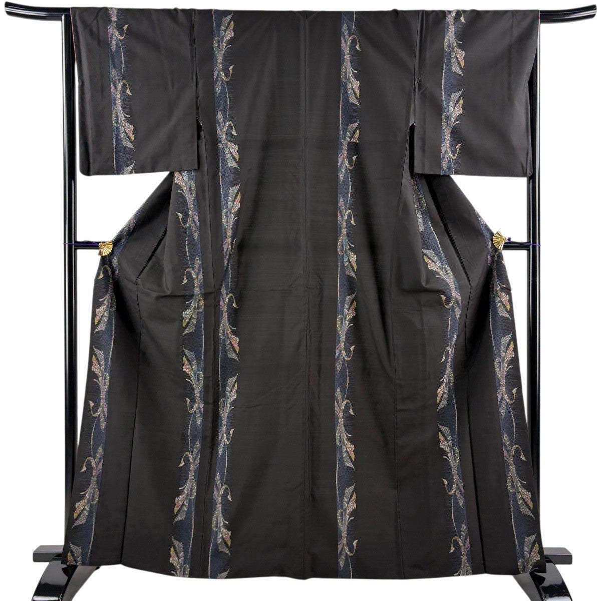 特選 紬 着物 単衣 薄卵色 身丈162.5cm 裄65.5cm A855-4 美品】 紬 身丈162.5cm 裄丈65cm M 袷 やまと 樹木 岩山 青灰色 正絹