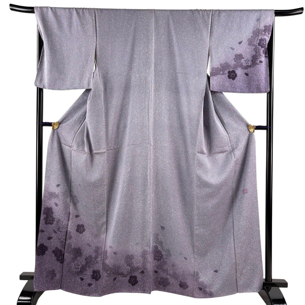美品】 付下げ 身丈165cm 裄丈67.5cm L 袷 落款あり 桜 霞 ビロード風