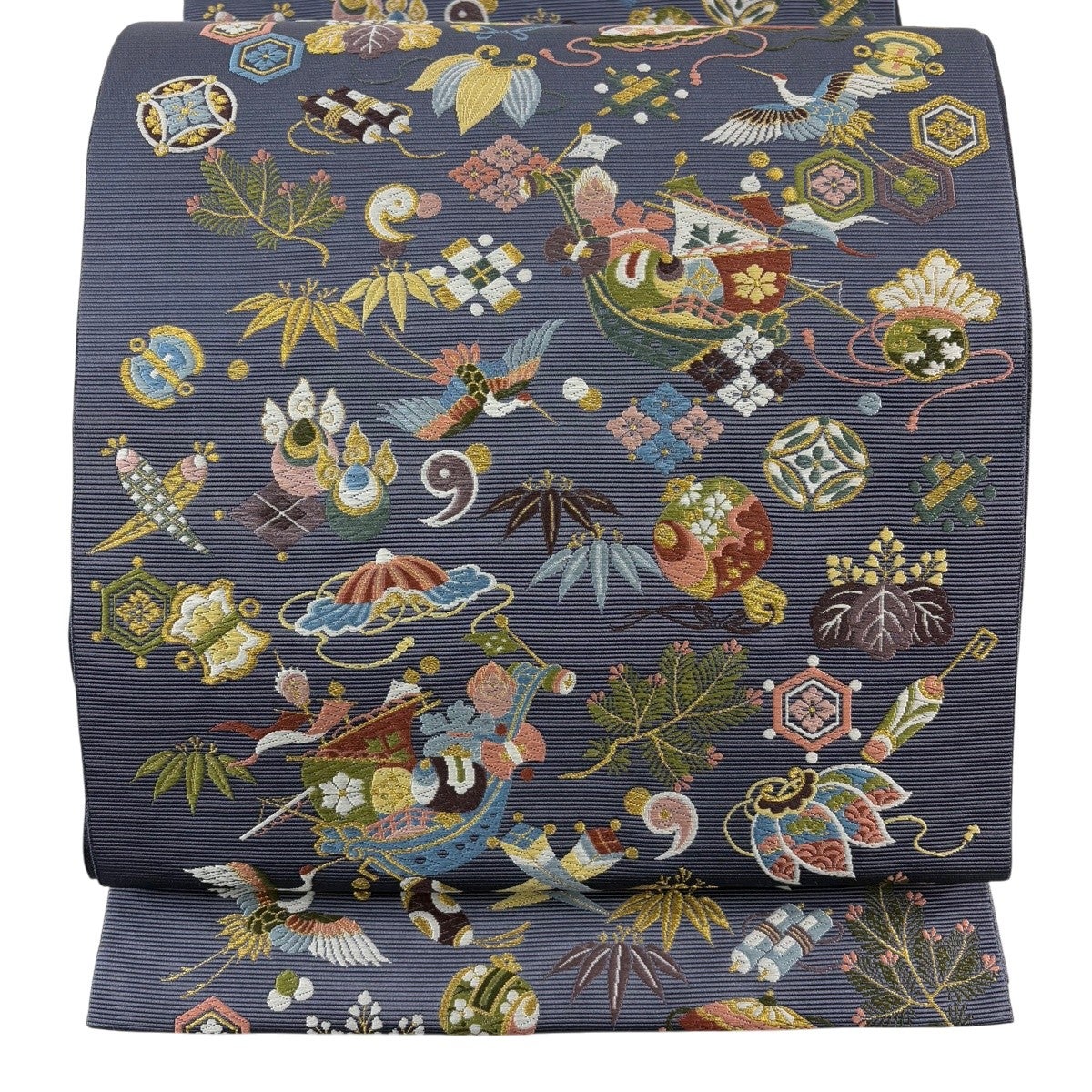 【美品】袋帯 名品六通正絹 美品】 袋帯 名品 霞 金銀糸 金通し 紫 六通 正絹｜中古・古着