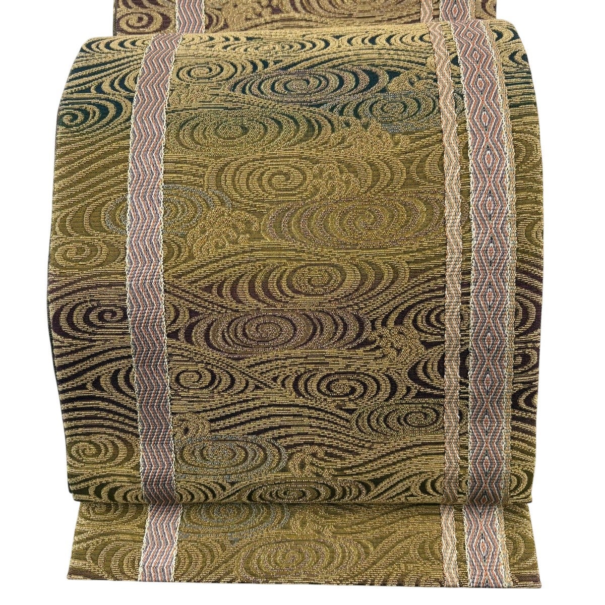 美品】 袋帯 秀品 松尾光琳 落款あり 枝梅 観世水 金糸 箔 金色 お太鼓
