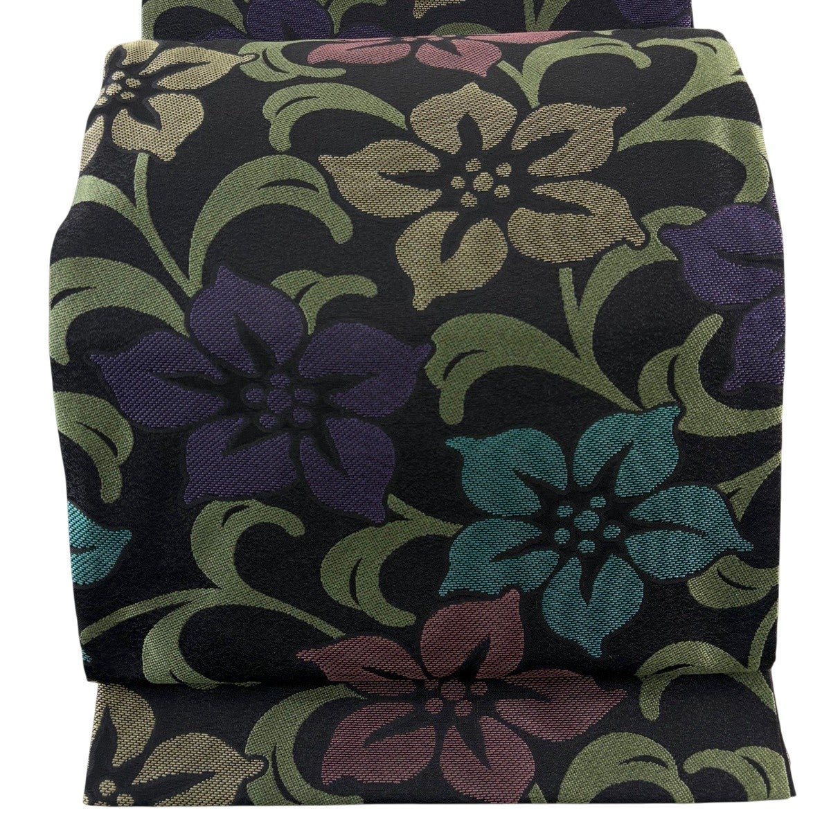 美品】 袋帯 名品 花唐草 銀糸 濃紫 全通 正絹｜中古・古着
