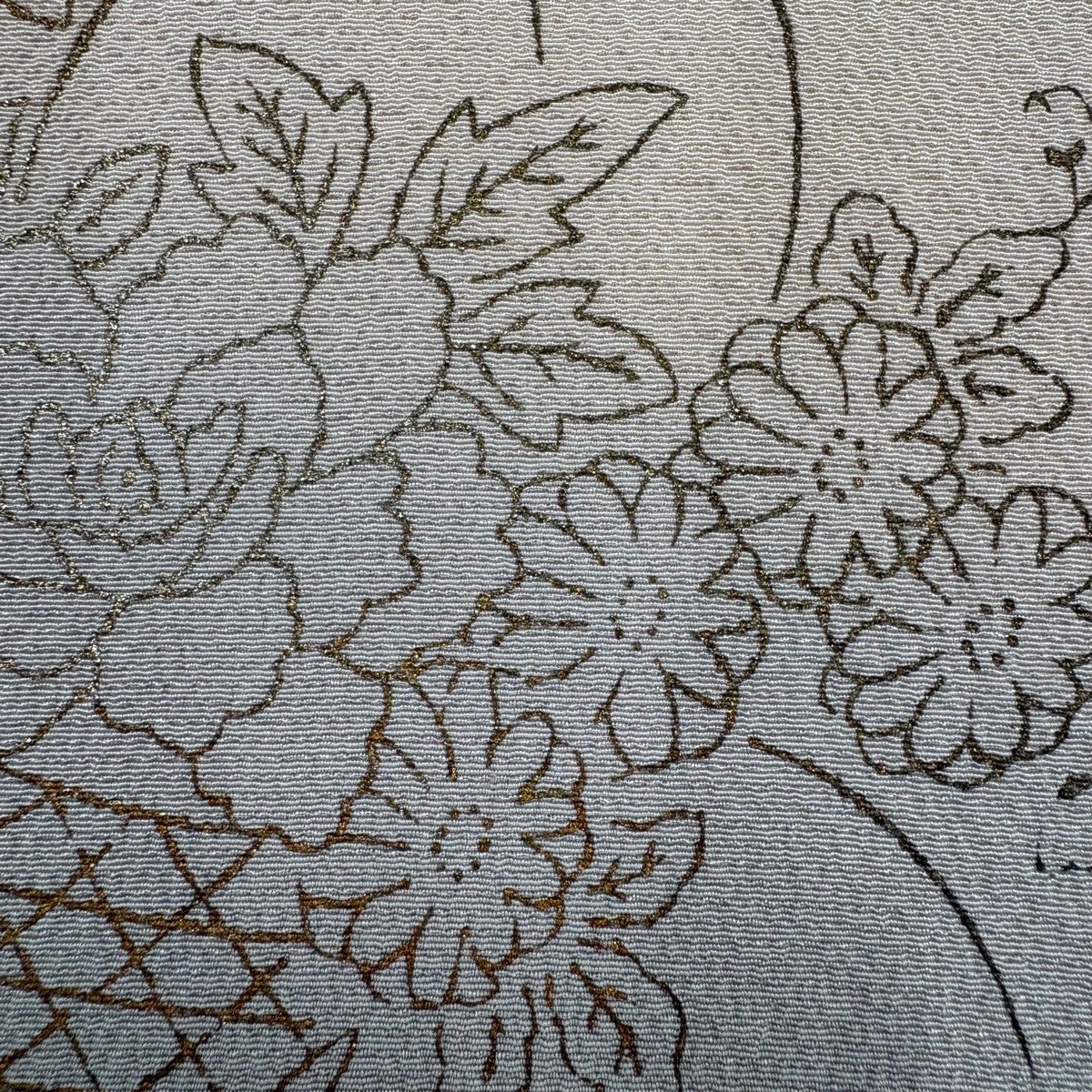 付下げ 身丈157.5cm 裄丈63cm S 袷 短冊 草花 刺繍 金銀彩 薄茶色 正絹