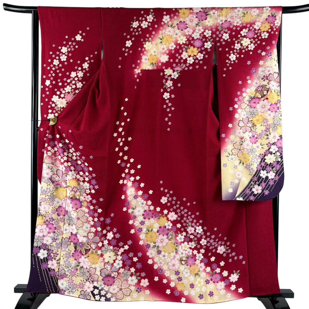 振袖 身丈163.5cm 裄丈68.5cm 正絹 名品 【中古】 振袖 身丈168cm 裄丈68.5cm L 袷 落款 花 染め分け ぼかし 青緑 正絹