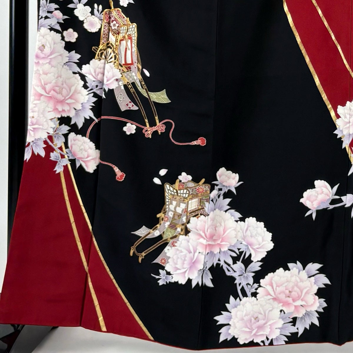 振袖 美品 名品 藤 牡丹 金彩 金糸 赤茶 袷 miyagawa-kimono_sb13300