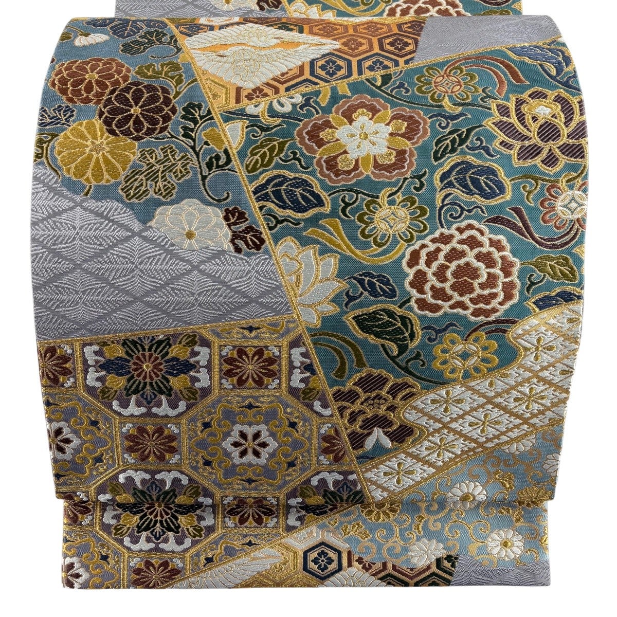 美品】 袋帯 秀品 桜 鶴 金糸 唐織 金色 六通 正絹｜中古・古着