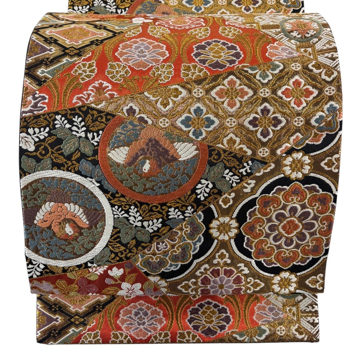 袋帯 秀品 花唐草 金糸 箔 黒 全通 正絹｜中古・古着・リサイクル着物