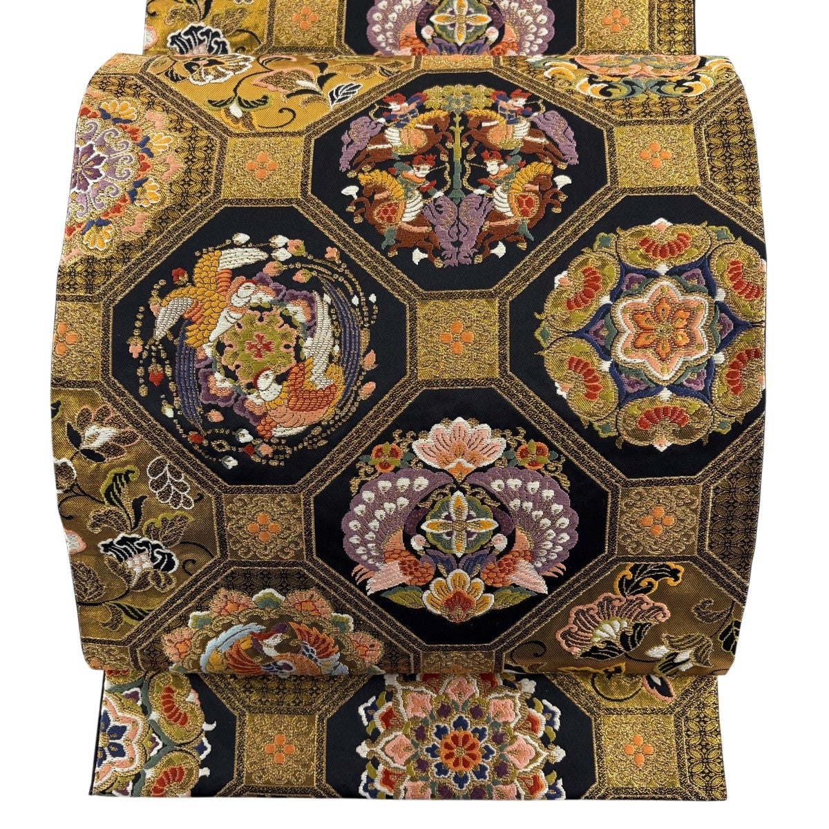 袋帯 秀品 蜀江華文 金銀糸 箔 金色 六通 正絹｜中古・古着