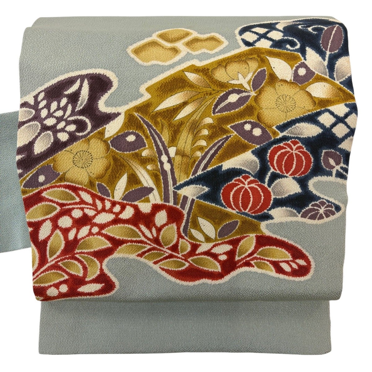 すごい値！袋帯 京都 西陣 正絹 やまと 扱い プラチナ箔 本金箔 赤茶地 辻が花 猿 カニ 金銀糸 六通 中古 仕立て上がり みやがわ neb00730 袋帯 京都 西陣 川島織物 本袋帯 正絹 プラチナ箔 螺鈿箔糸 シルバー地
