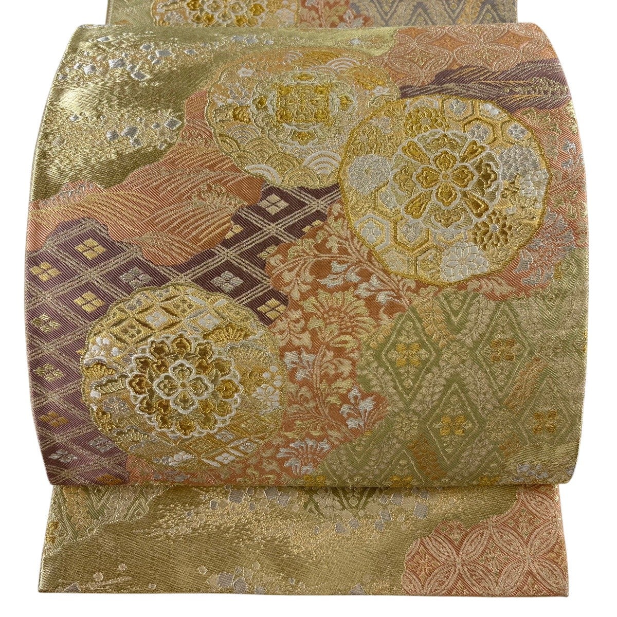 袋帯 逸品 華文 金糸 刺繍 薄緑 全通 正絹｜中古・古着・リサイクル