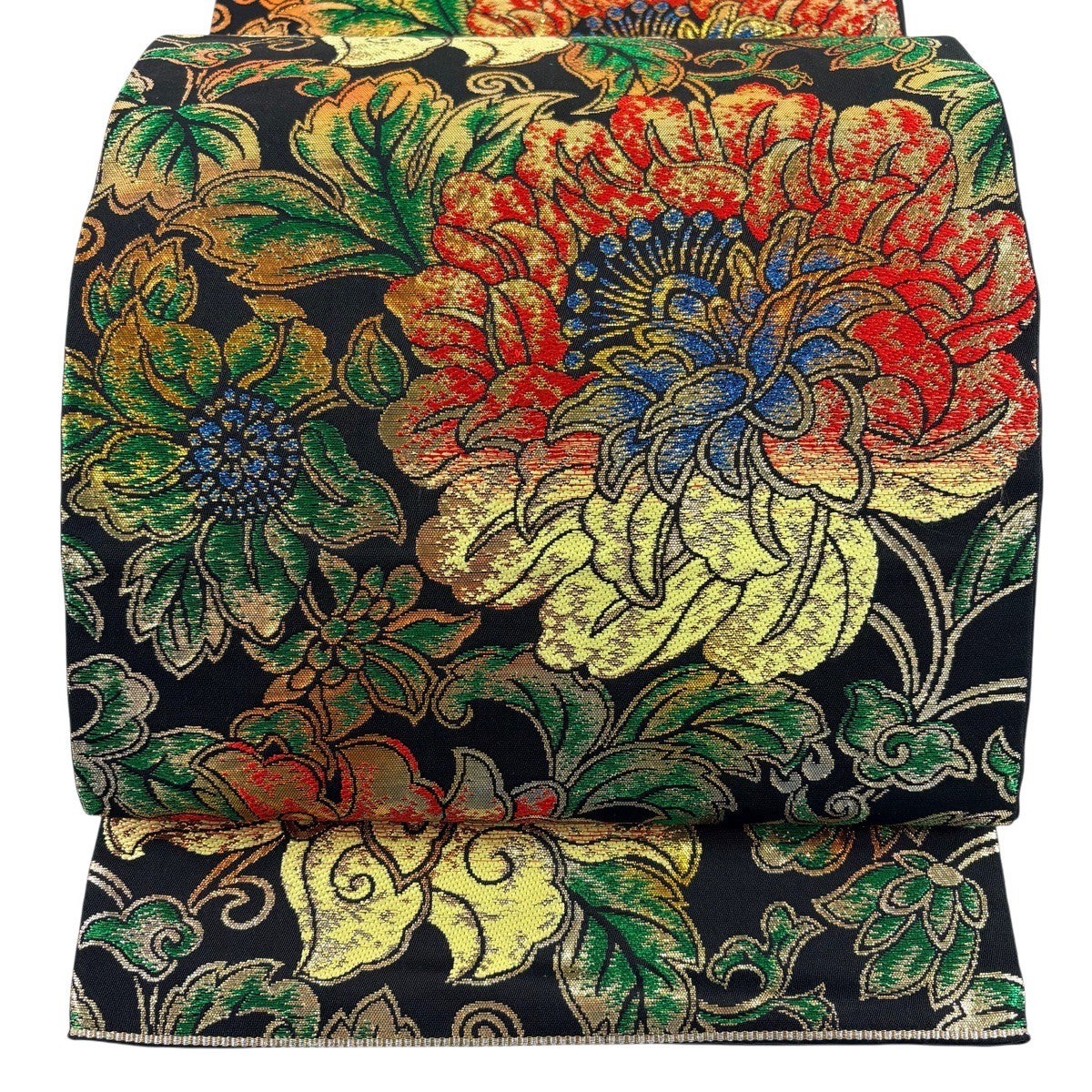 美品】 袋帯 逸品 川島織物 落款あり 関西仕立て 華文 花唐草 金糸 箔