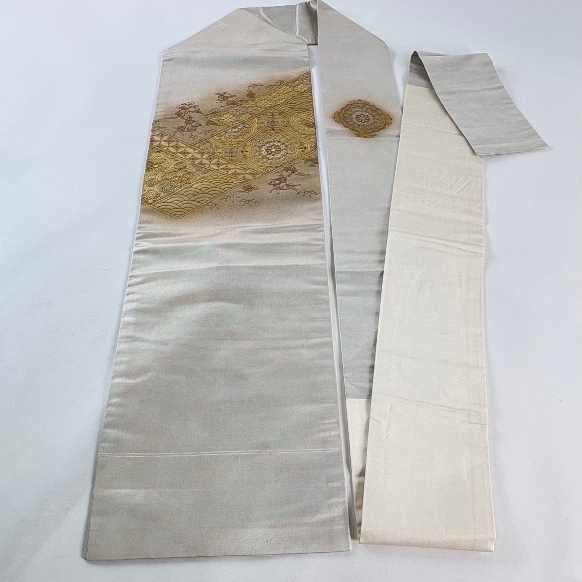 名古屋帯 秀品 華文 七宝 金銀彩 螺鈿 金色 正絹｜中古・古着