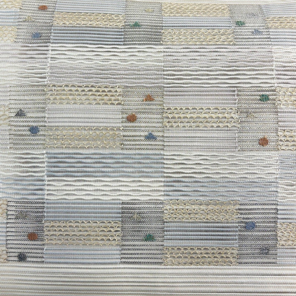 名古屋帯　夏帯　美品　八寸名古屋帯　博多織　松葉仕立て　縞　クリーム　正絹 名古屋帯 秀品 夏帯 絽 八寸名古屋帯 松葉仕立て よろけ縞 金銀糸