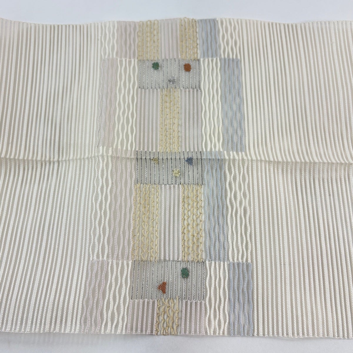 名古屋帯 秀品 夏帯 絽 八寸名古屋帯 松葉仕立て よろけ縞 金銀糸