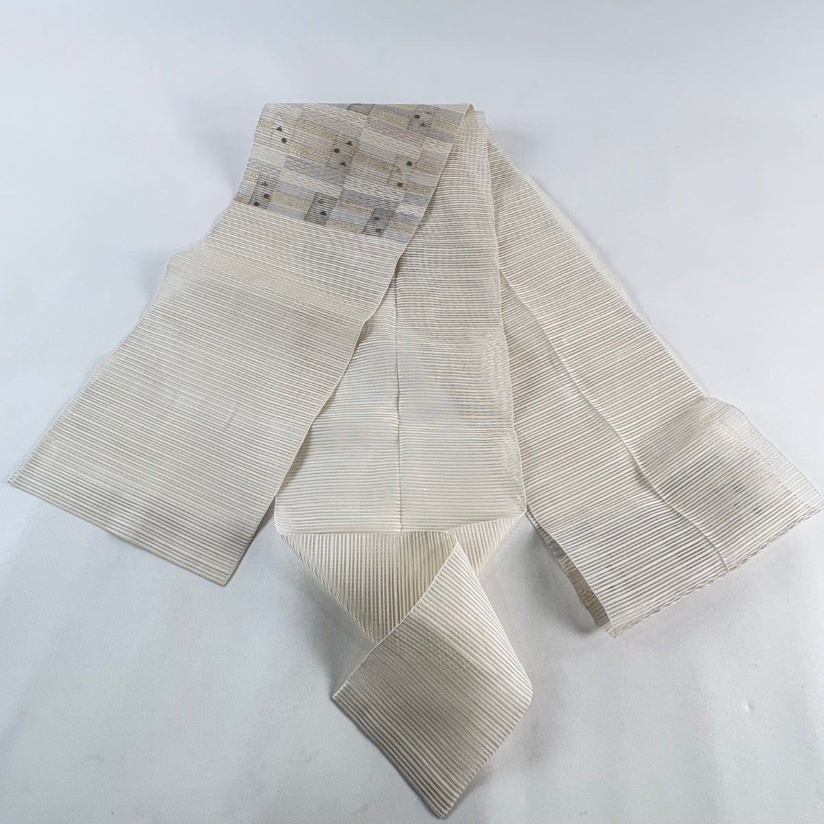 名古屋帯 秀品 夏帯 絽 八寸名古屋帯 松葉仕立て よろけ縞 金銀糸