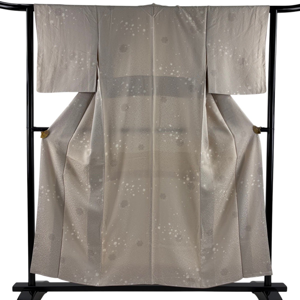 小紋 秀品 身丈156cm 裄丈63.5cm 正絹 【中古】 小紋 身丈156cm 裄丈63cm S 袷 雪輪 地紋 灰茶 正絹 秀品｜中古・古着