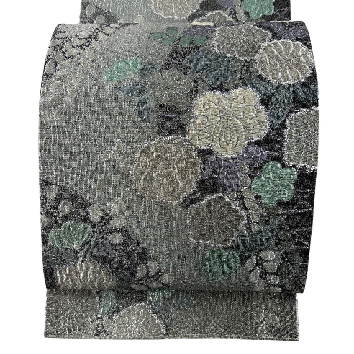 袋帯 松竹梅 菊 花文 金 カーキ NO-936 美品】 袋帯 名品 振袖向き 松竹梅 流水 金糸 箔 金色 六通 正絹