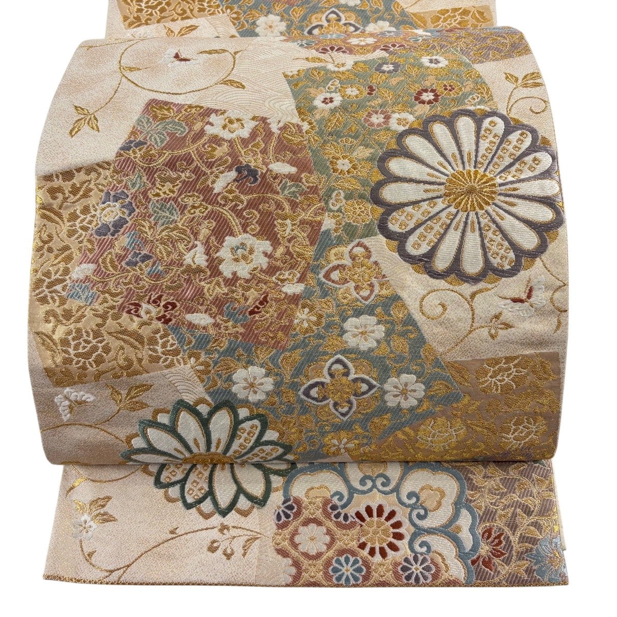 袋帯 六通刺繍 袋帯 秀品 華文 蝶 箔 刺繍 金色 六通 正絹｜中古・古着・リサイクル