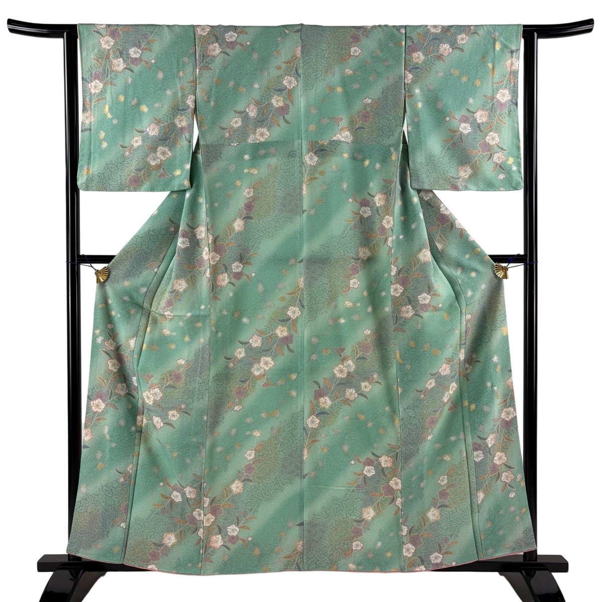 新春セール！未使用品　裄直しサービス　辻ヶ花模様　小紋着物 美品】 小紋 身丈160cm 裄丈62.5cm S 袷 辻が花柄 葉柄 金銀彩 ぼかし