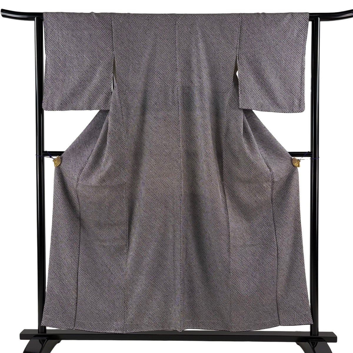 小紋 身丈155cm 裄丈61.5cm S 袷 総絞り 黒 正絹 秀品｜中古・古着