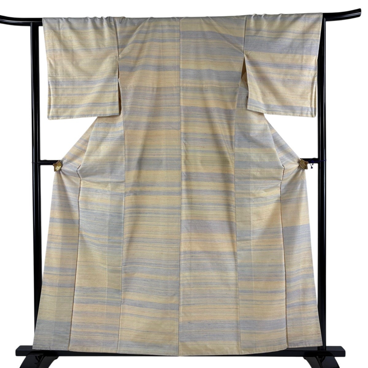 【美品】 紬 身丈159cm 裄丈64.5cm 正絹 名品 【中古】 美品 紬 身丈158cm 裄丈64cm M 袷 縦縞 茶色 正絹 秀品 中古 :